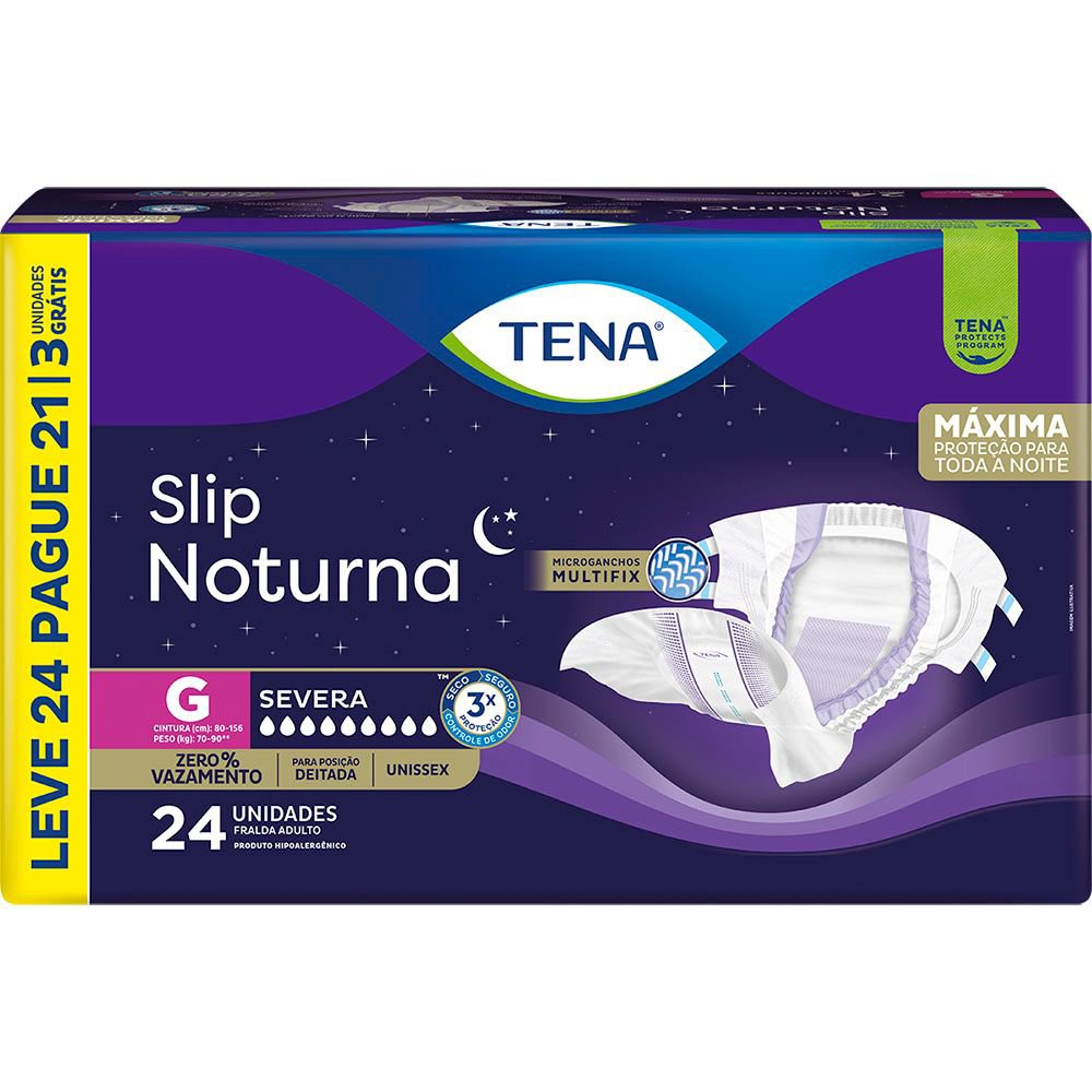 FRALDA ADULTO TENA SLIP NOTURNA G LEVE 24 PAGUE 21 UN