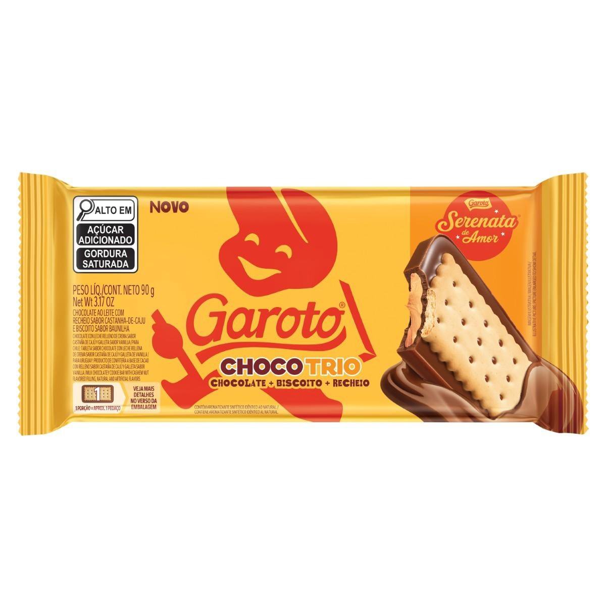 TABLETE GAROTO CHOCO TRIO SERENATA 90G