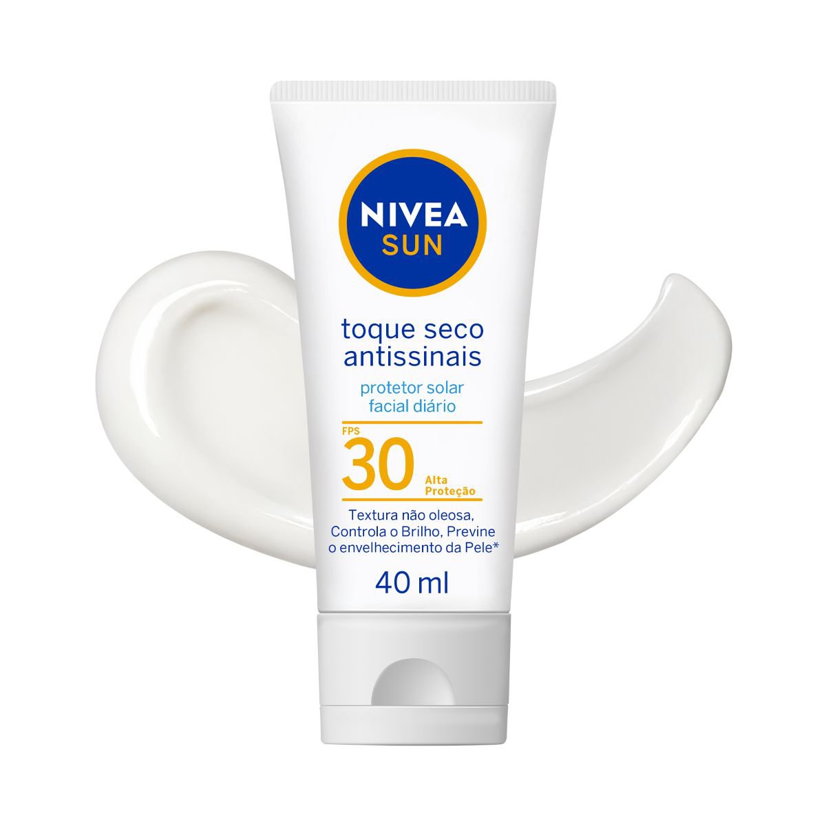 NIVEA SUN PROTETOR SOLAR FACIAL TOQUE SECO ANTISSINAIS FPS 30 40ML