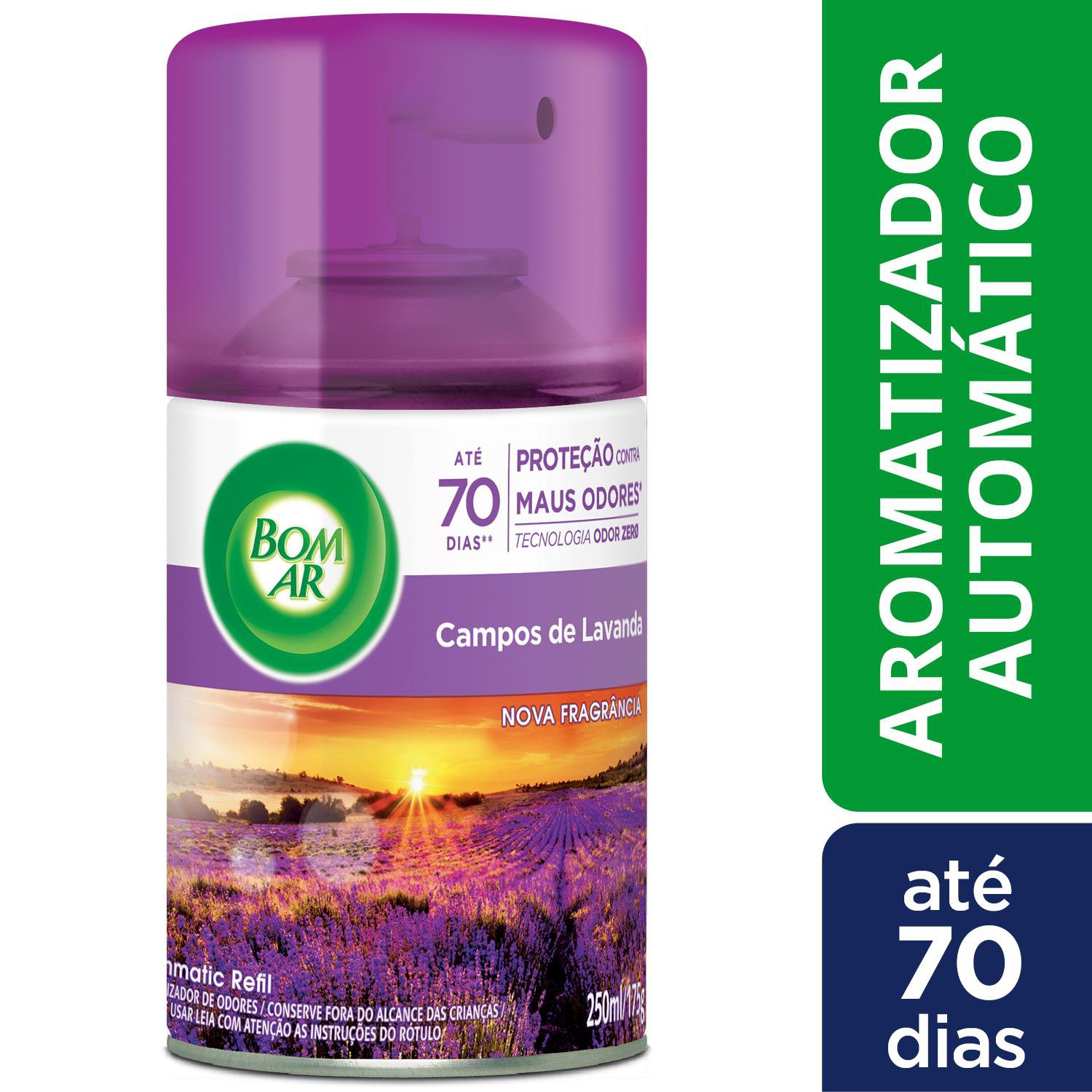 AROMATIZADOR AMBIENTE BOM AR AUTOMATICO AEROSSOL FRESHMATIC CAMPOS LAVANDA REFIL 250ML