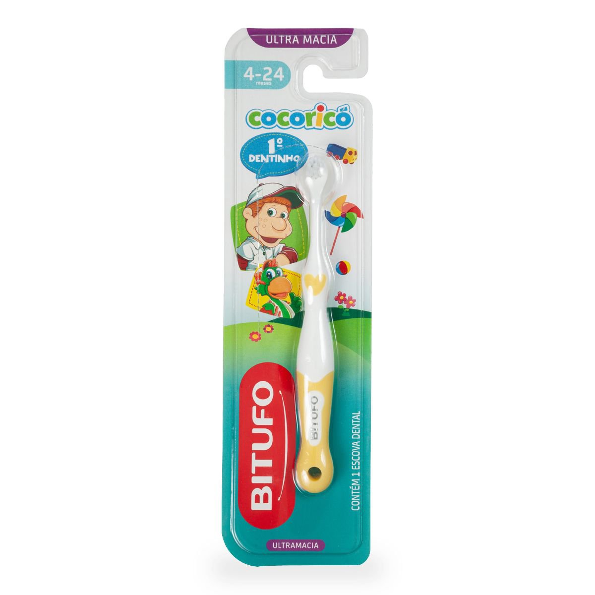 ESCOVA DENTE INFANTIL BITUFO COCORICO PRIMEIRO DENTINHO ULTRAMACIA PARA 4 A 24 MESES