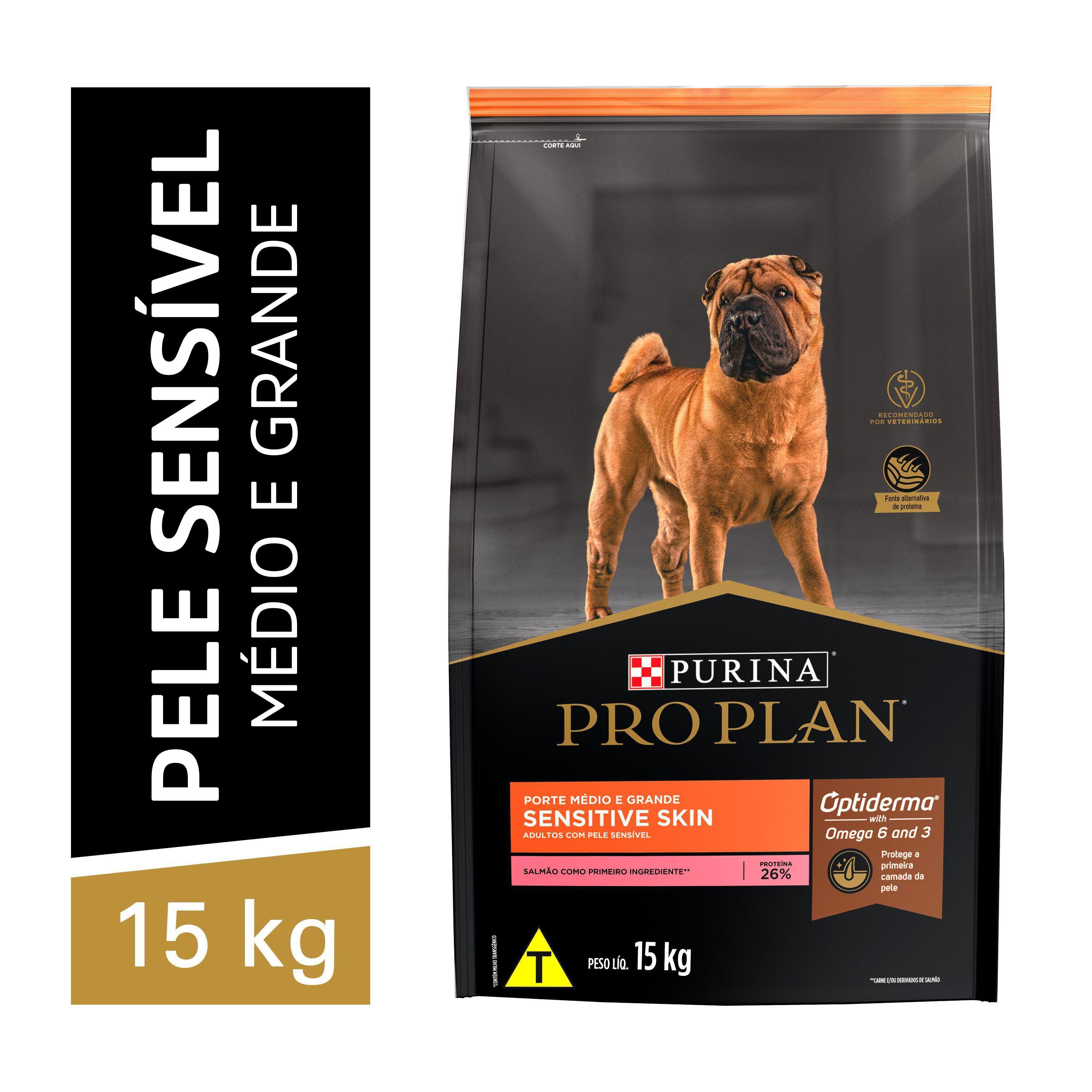 RACAO SECA PURINA PRO PLAN SENSITIVE SKIN PARA CAES ADULTOS MEDIO E GRANDES SABOR SALMAO 15KG