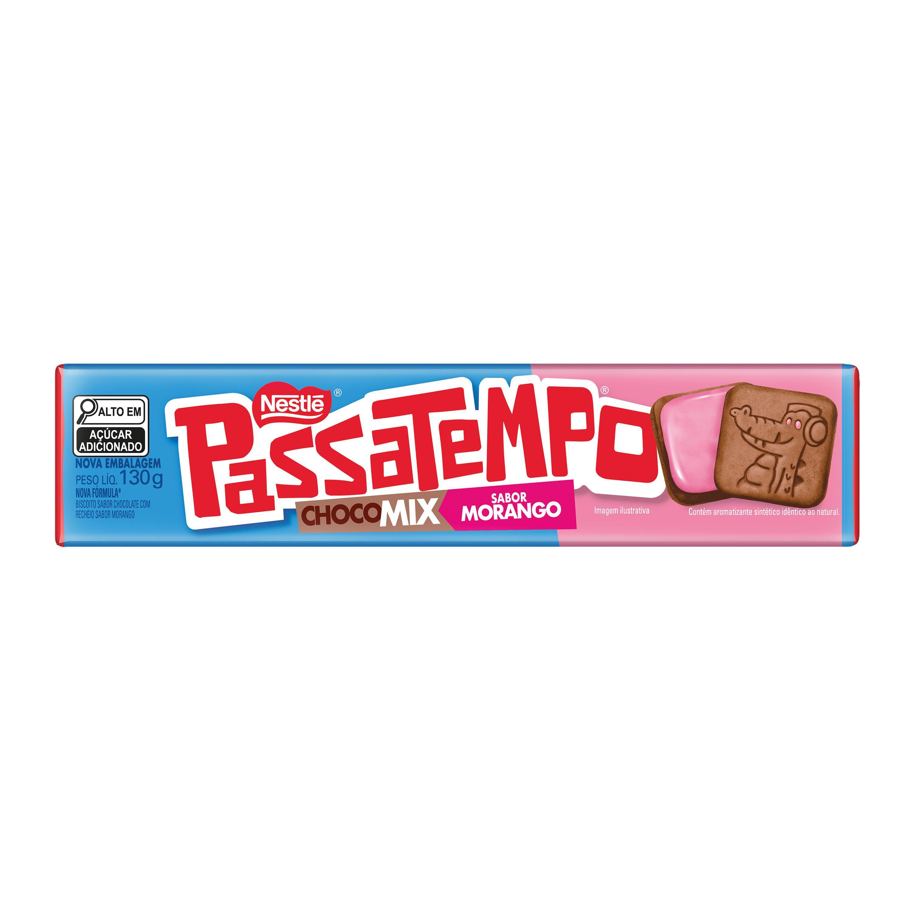 BISCOITO PASSATEMPO CHOCOMIX MORANGO 130G