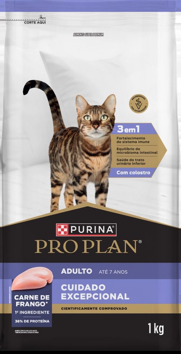 RACAO SECA PURINA PRO PLAN CUIDADO EXCEPCIONAL PARA GATOS ADULTOS SABOR FRANGO 1KG