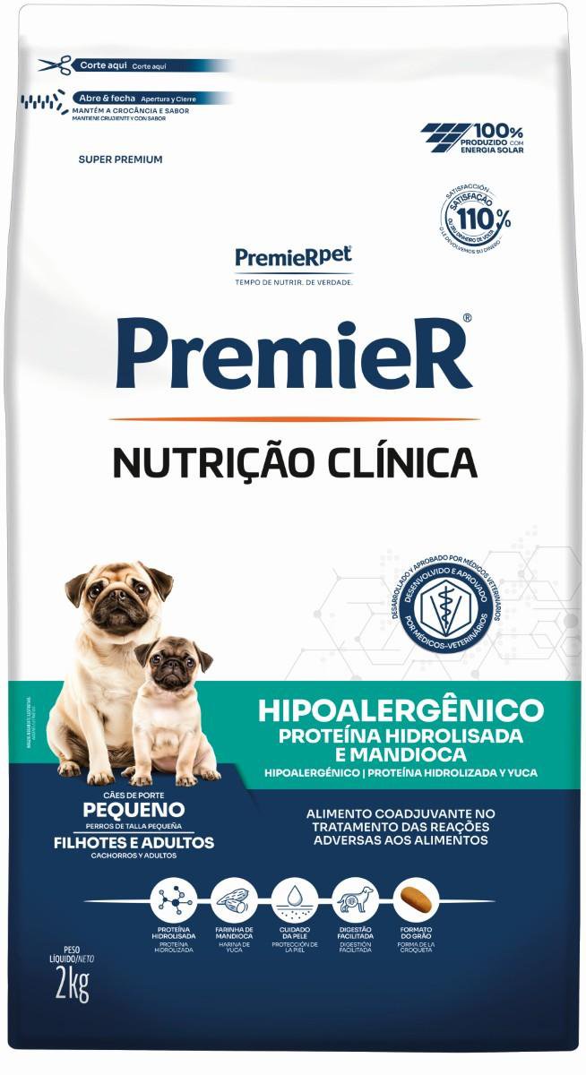 PREMIER NUTRICAO CLINICA CAES HIPOALERGENICO PROTEINA HIDROLISADA E MANDIOCA PEQUENO PORTE 2KG