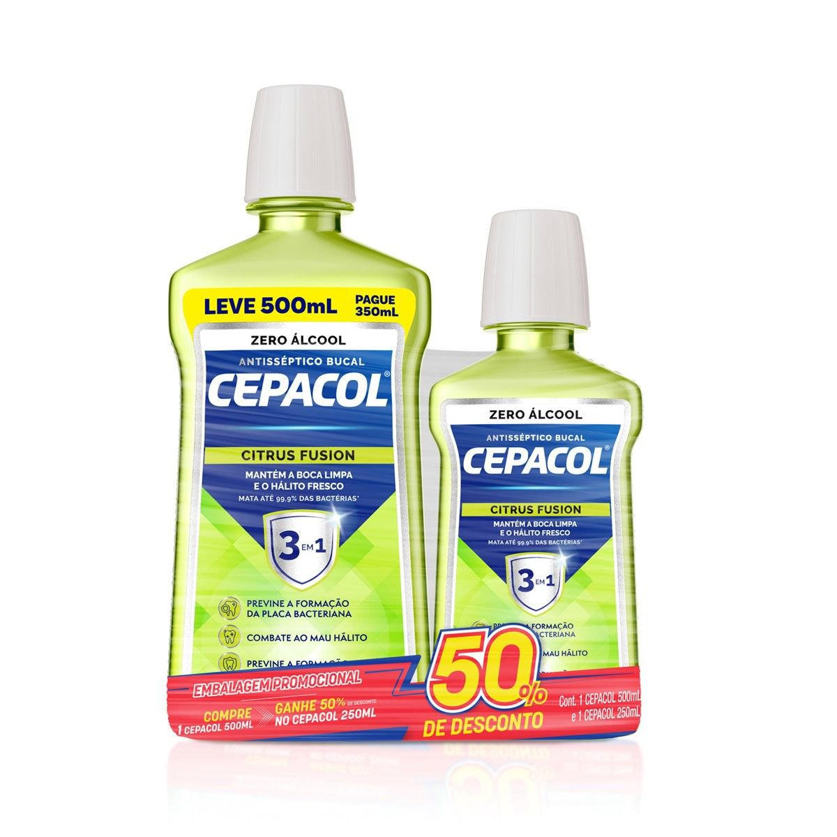 KIT ENXAGUANTE BUCAL CEPACOL CITRUS FUSION SEM ALCOOL 750 ML
