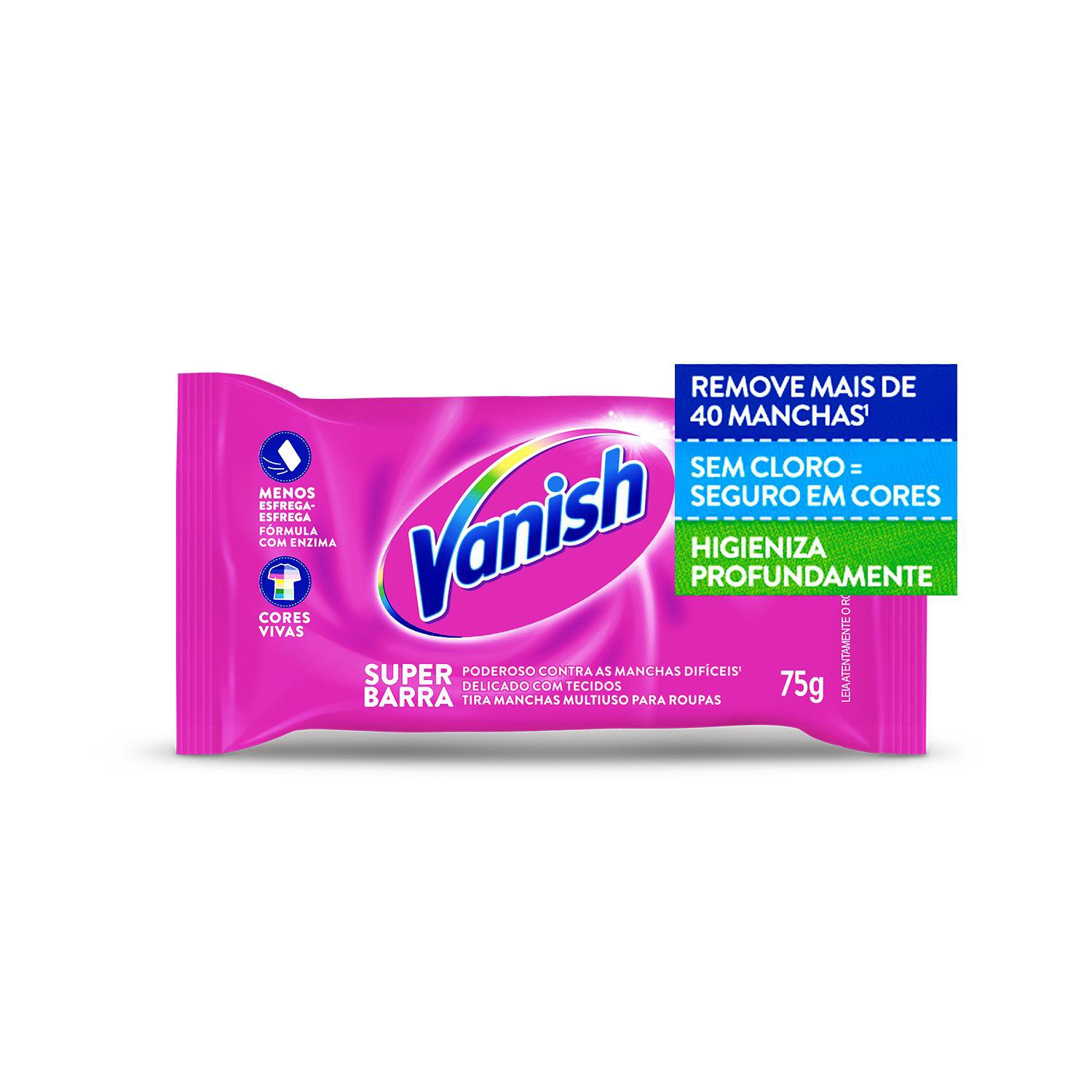 TIRA MANCHAS VANISH SUPER BARRA PARA ROUPAS COLORIDAS 75G