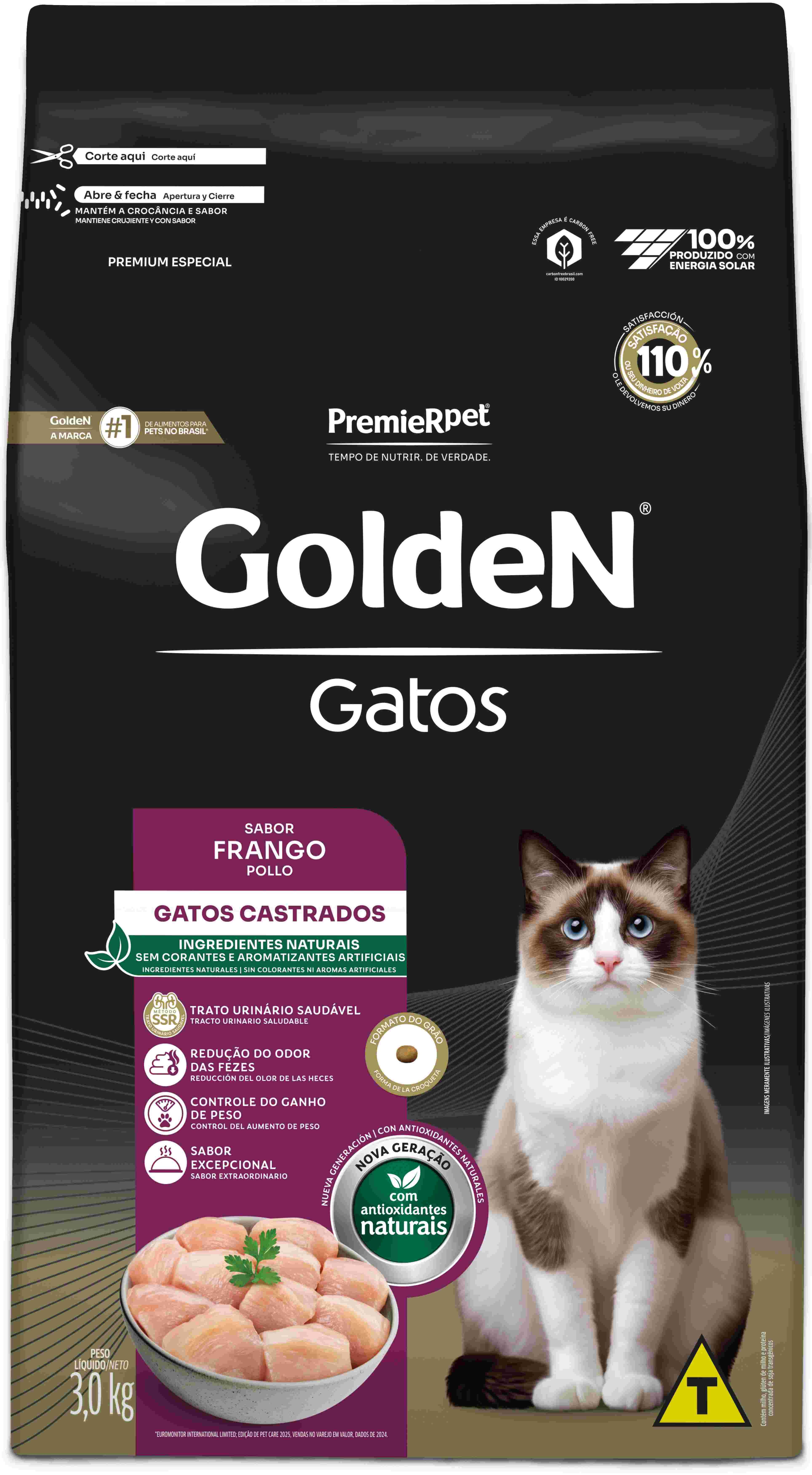 GOLDEN GATOS ADULTOS CASTRADOS FRANGO 3KG