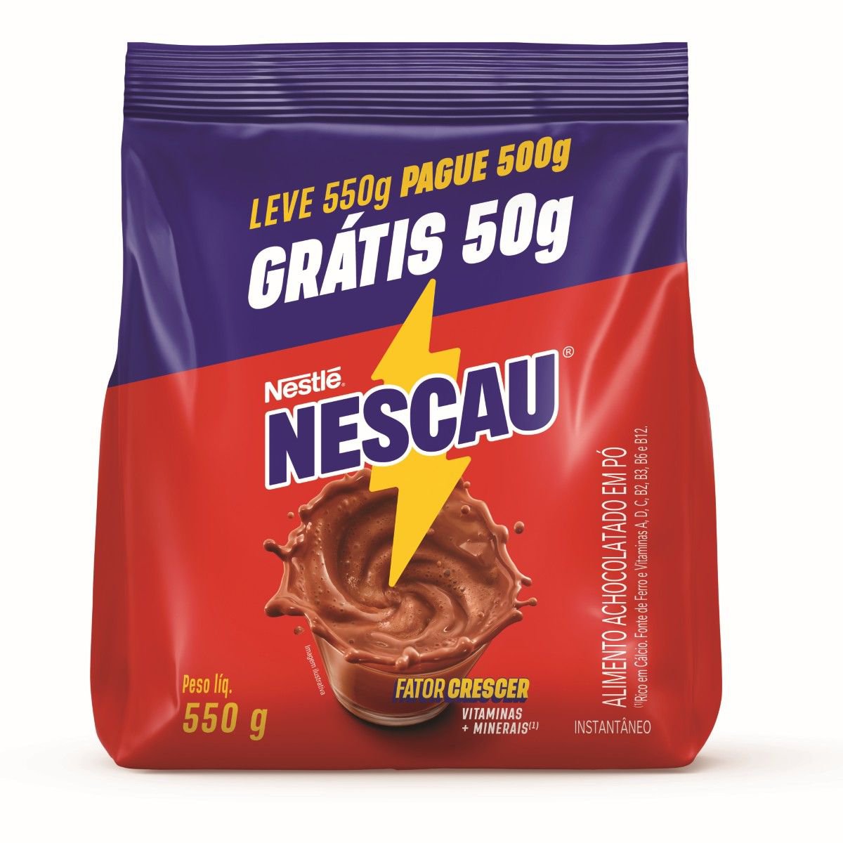ACHOCOLATADO EM PO NESCAU LEVE 550G PAGUE 500G