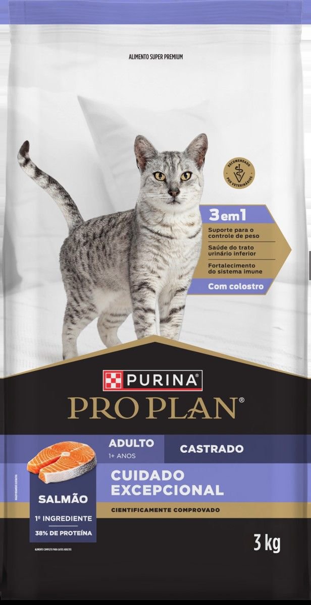 RACAO SECA PURINA PRO PLAN CUIDADO EXCEPCIONAL PARA GATOS ADULTOS SABOR SALMAO 3KG