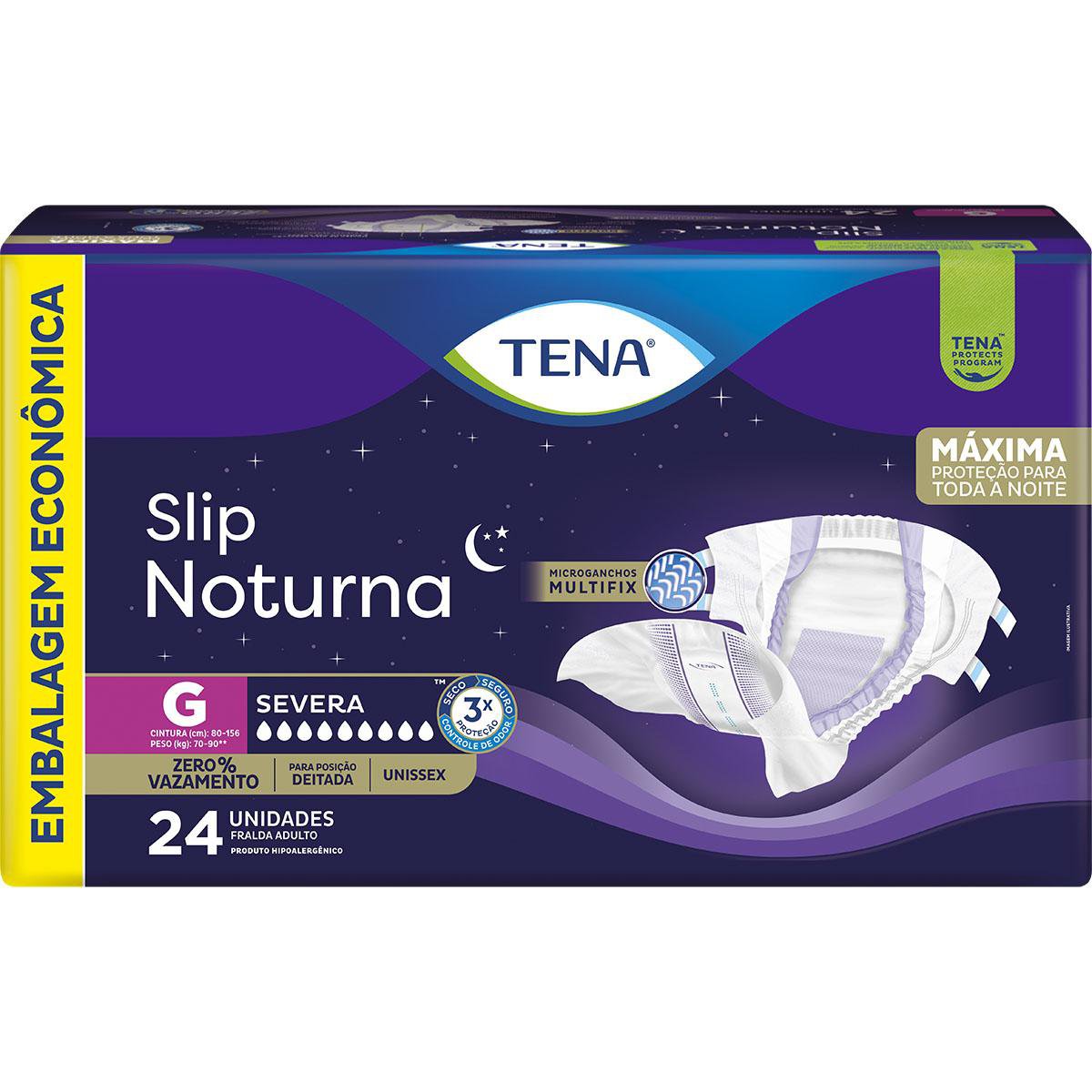 FRALDA GERIATRICA TENA SLIP NOTURNA G 24 UN EMB ECONOMICA