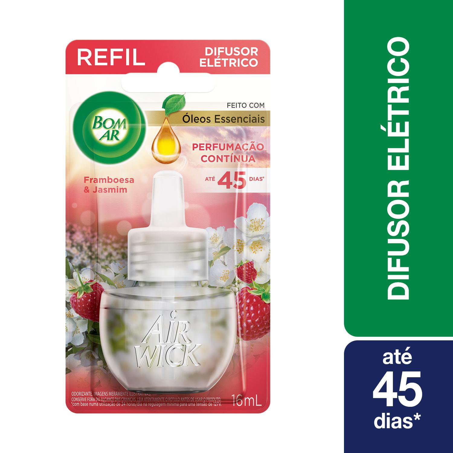 BOM AR DIFUSOR ELETRICO FRAMBOESA E JASMIM REFIL 16ML