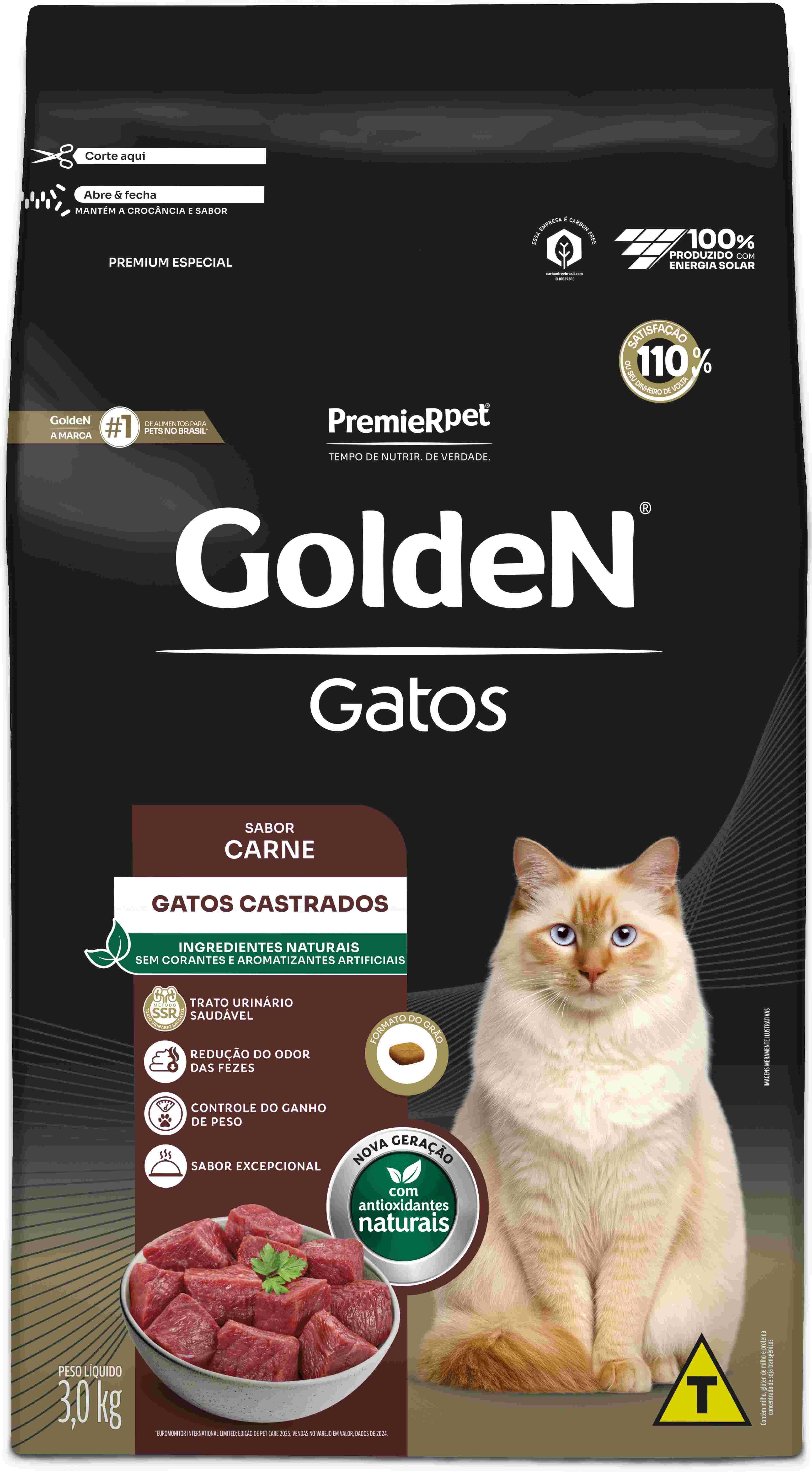 GOLDEN GATOS ADULTOS CASTRADOS CARNE 3KG