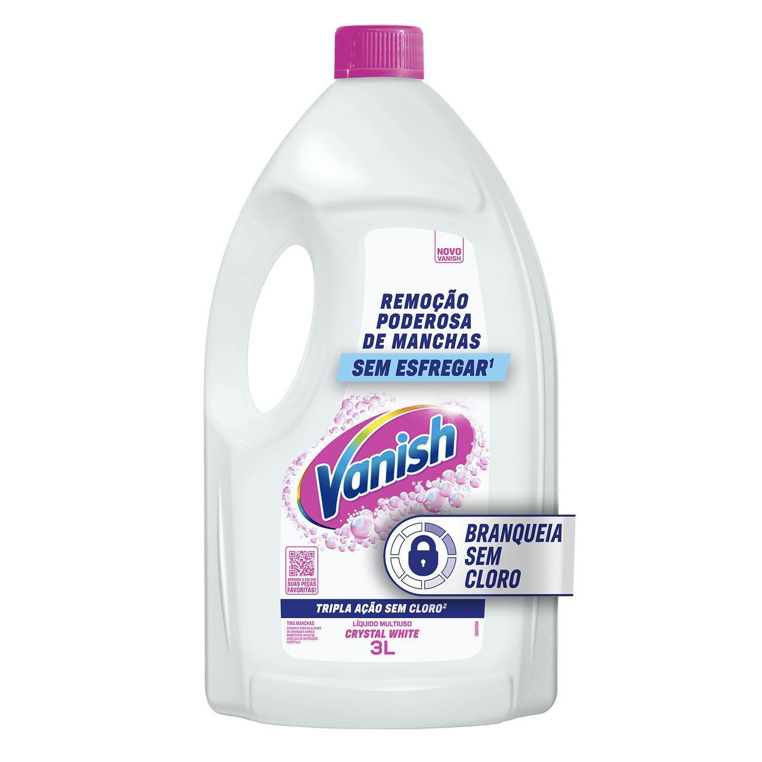 TIRA MANCHAS VANISH LIQUIDO CRYSTAL WHITE PARA ROUPAS BRANCAS 3L