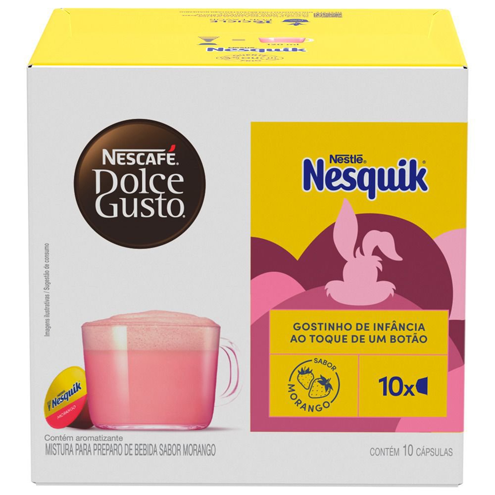 CAFE EM CAPSULA NESCAFE DOLCE GUSTO NESQUIK MORANGO 10 CAPSULAS 150G