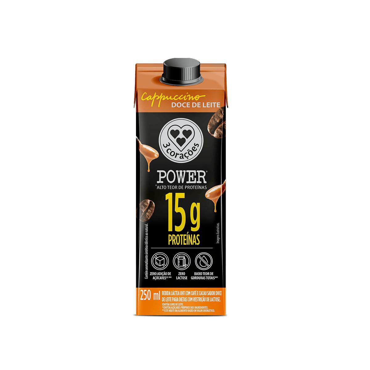 BEBIDA LACTEA 15G CAPPUCCINO DOCE LEITE 3 CORACOES POWER 250ML