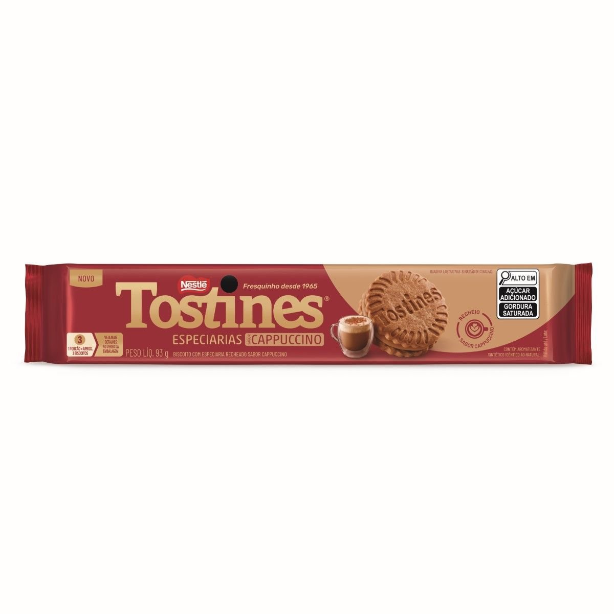 BISCOITO RECHEADO TOSTINES ESPECIARIAS CAPPUCCINO 93G