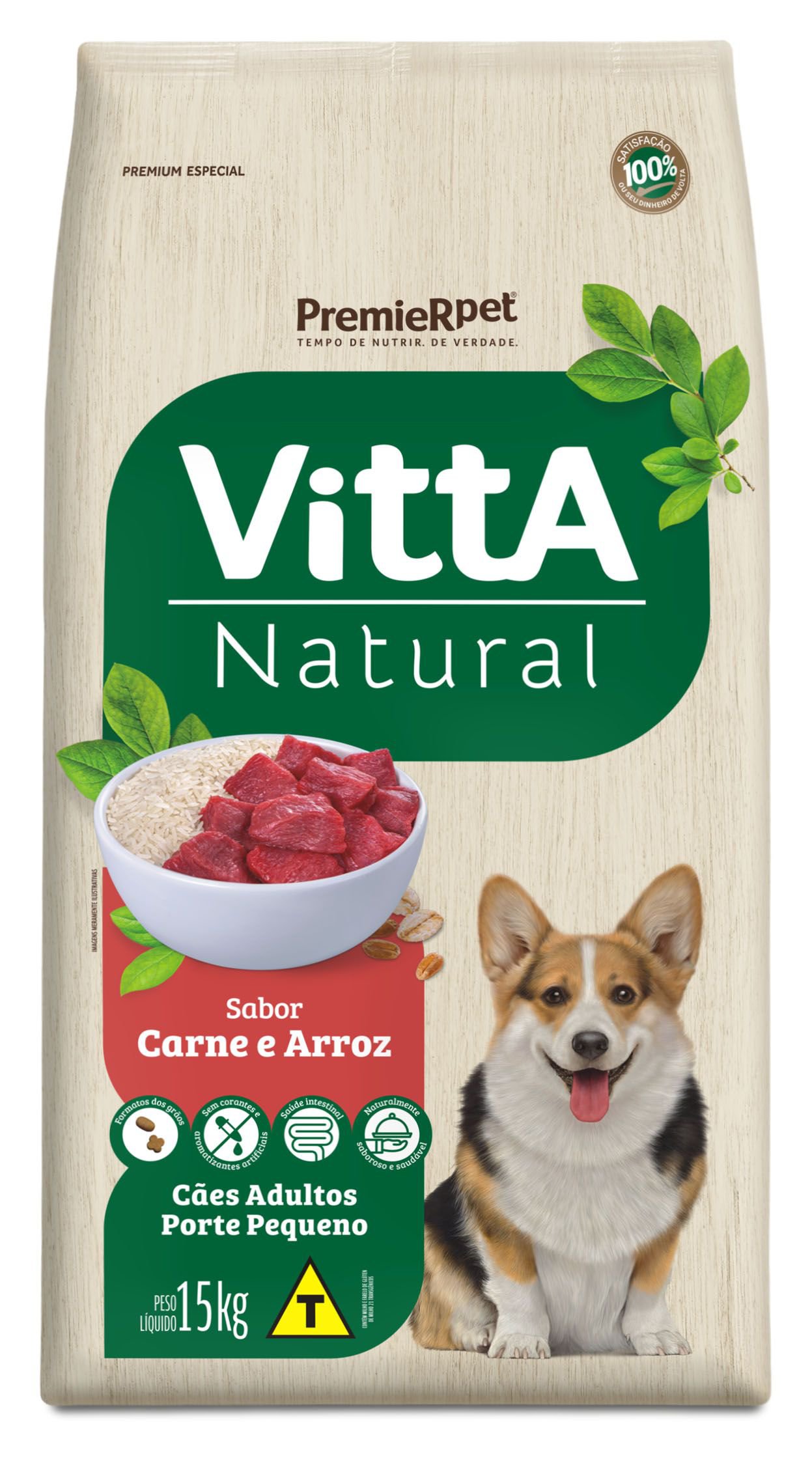 VITTA NATURAL CAES ADULTOS RACAS PEQUENAS CARNE E ARROZ 15KG