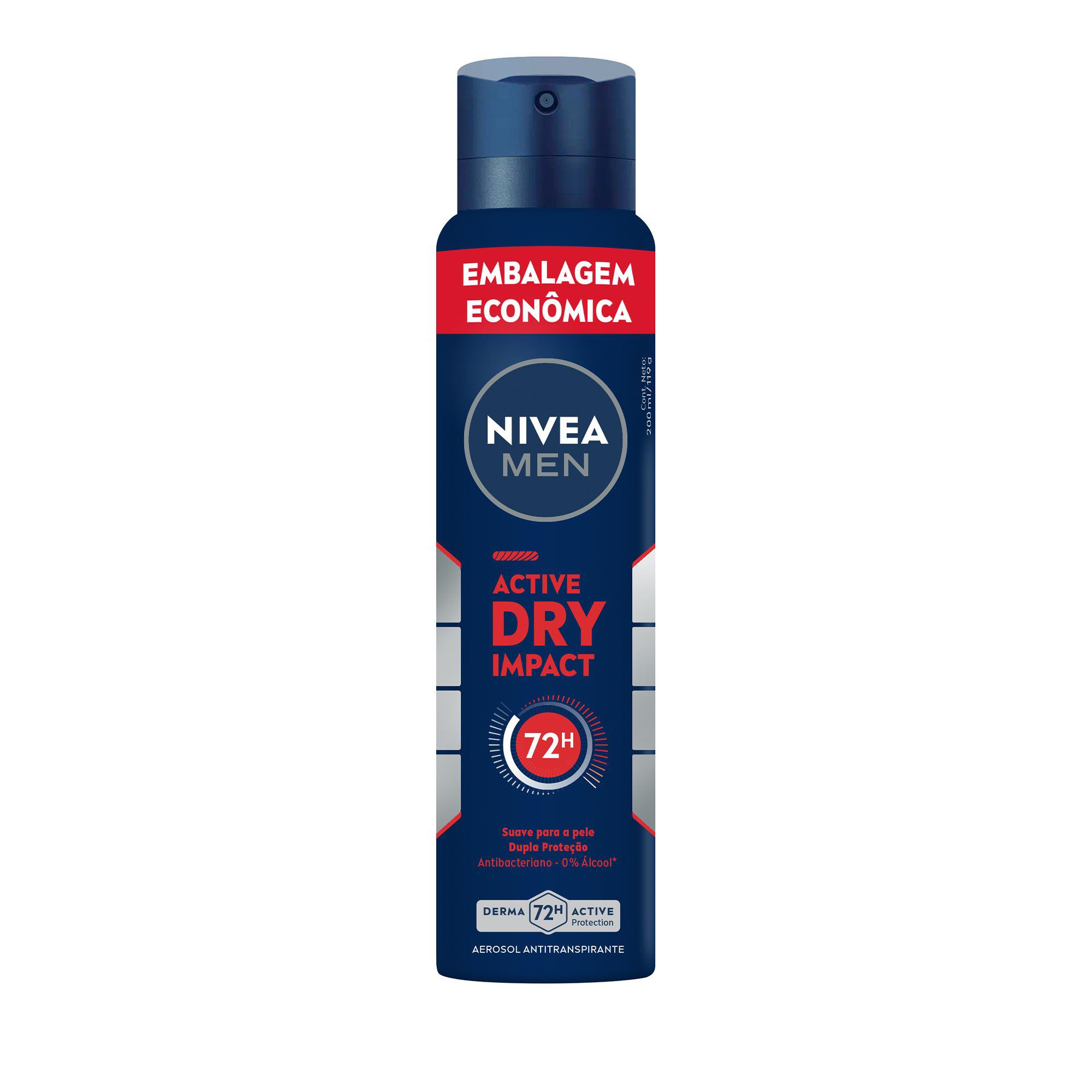 NIVEA MEN DESODORANTE ANTITRANSPIRANTE AEROSSOL ACTIVE DRY IMPACT 200ML