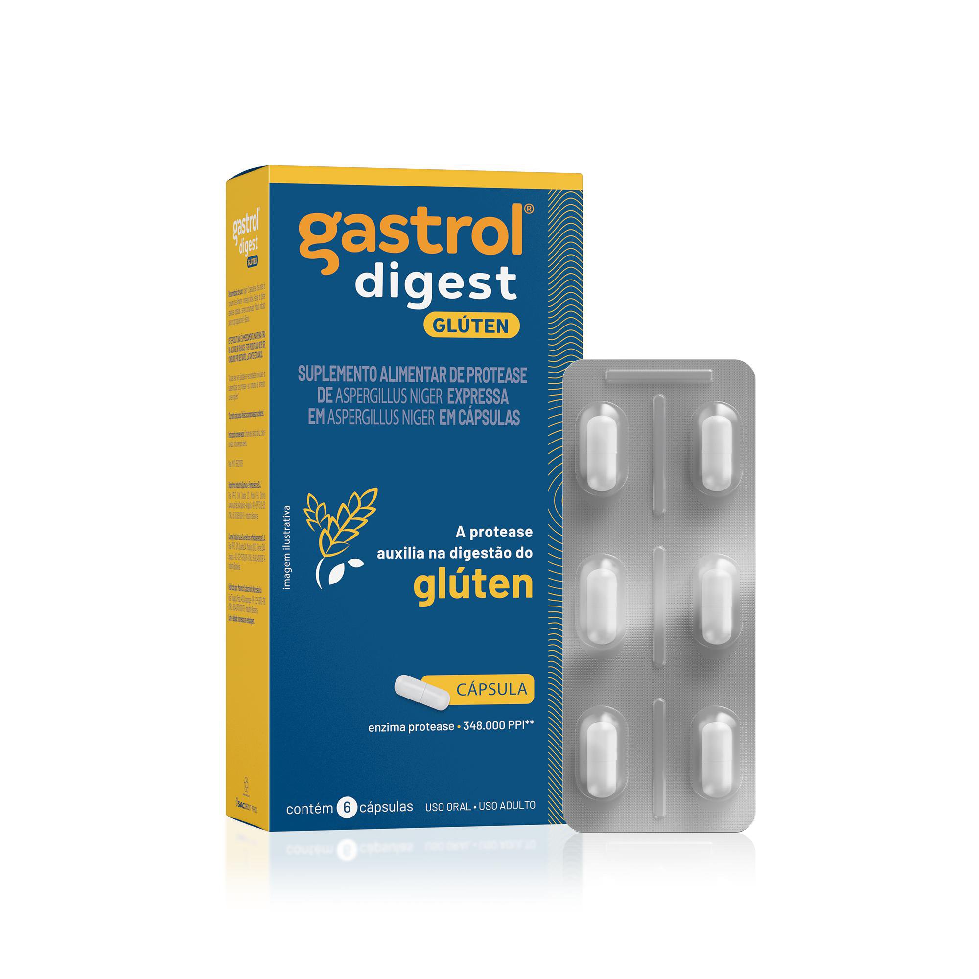 ENZIMA DIGESTIVA PROTEASE GASTROL DIGEST GLUTEN 6 CAPSULAS