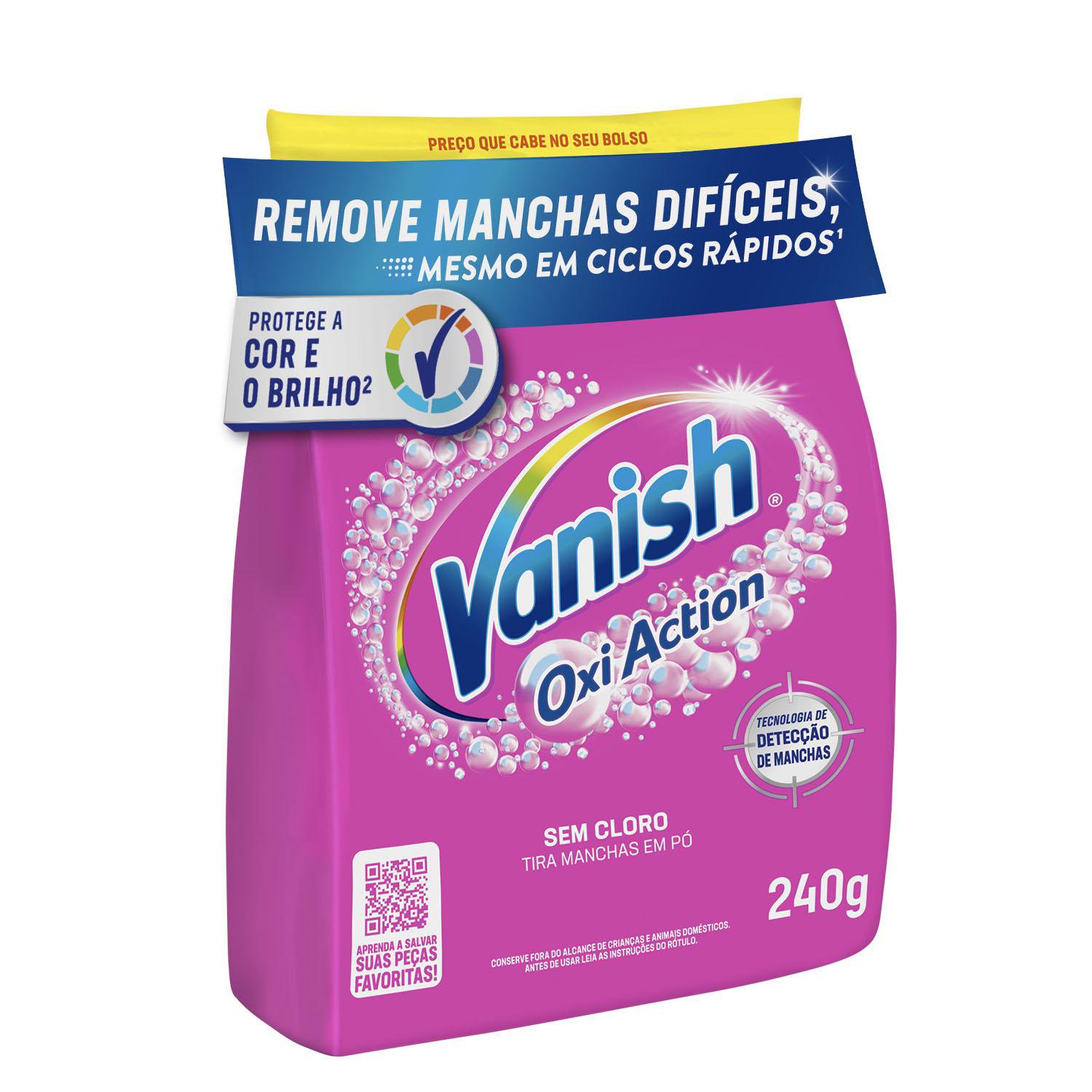 TIRA MANCHAS VANISH EM PO OXI ACTION PARA ROUPAS COLORIDAS REFIL ECONOMICO 240G