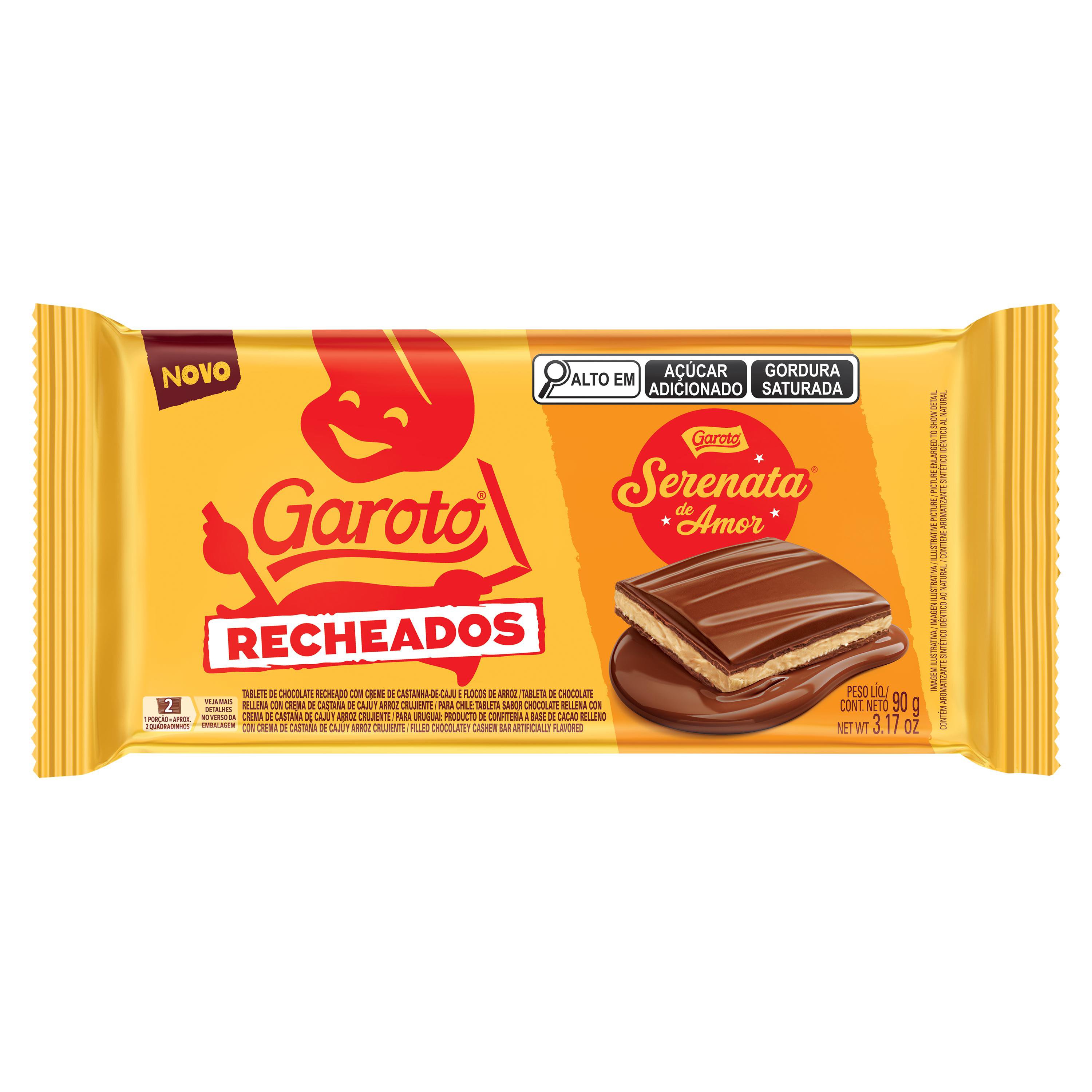 GAROTO TABLETE RECHEADOS SERENATA 90G