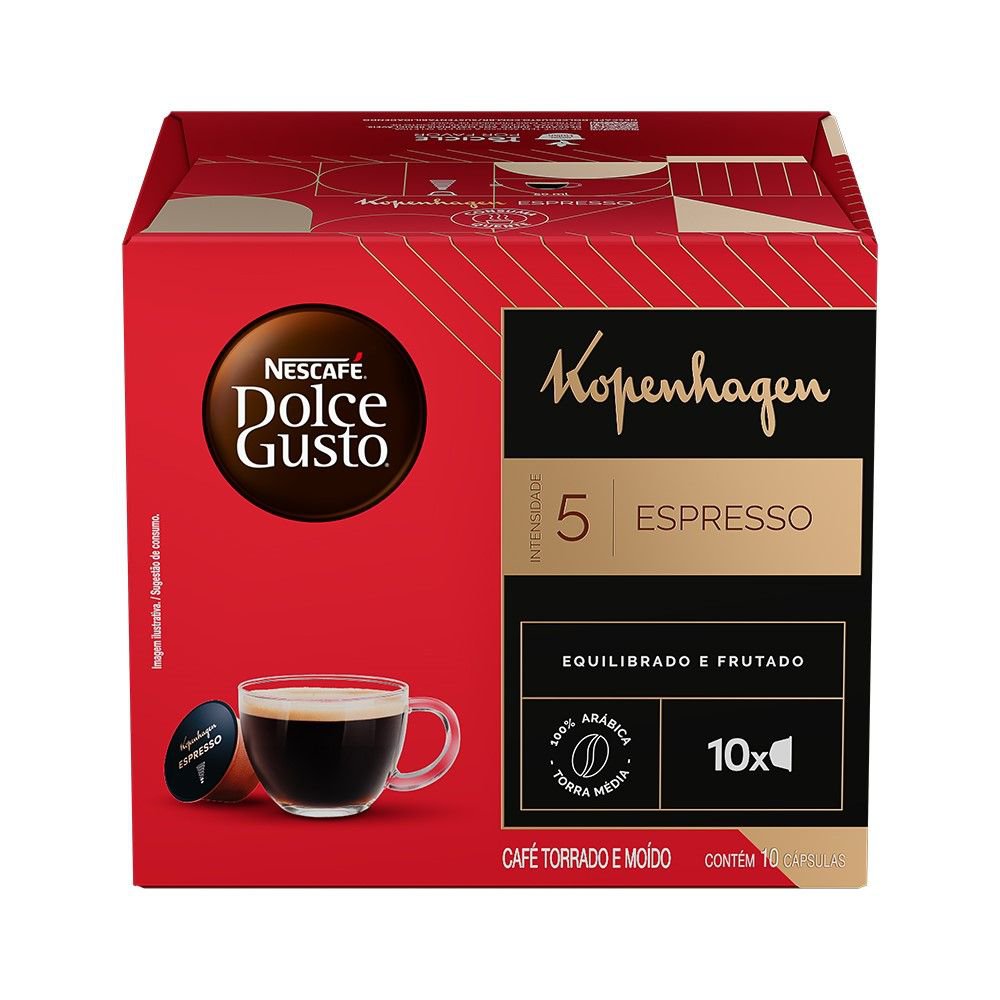 CAFE EM CAPSULA TORRADO E MOIDO KOPENHAGEN ESPRESSO NESCAFE DOLCE GUSTO CAIXA 60G 10 UN
